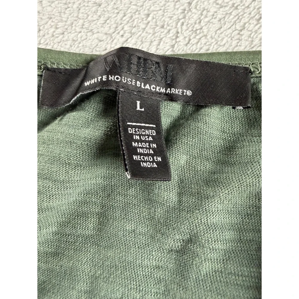 White House Black Market Sage Green Ruffle Cap Sleeve Slub Knit Tee Large
